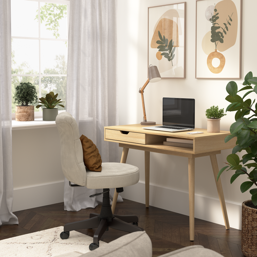 Shop Bush Furniture Nora 40W Writing Desk, Image 02, NRD140NO-03, #color_natural oak