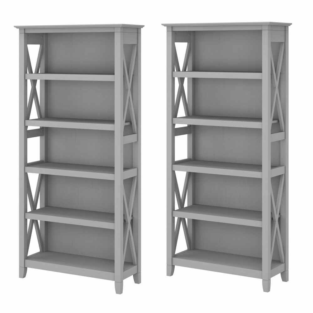 Shop Bush Furniture Key West 5 Shelf Bookcase Set, Image 01, KWS046CG, #color_cape cod gray