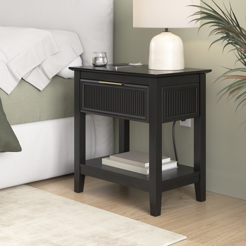 Shop Bush Home Camille Fluted Nightstand with Drawer, Image 02, CMT124OB-Z, #color_onyx birch