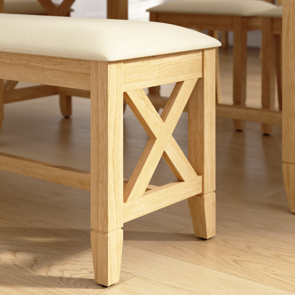 Shop Bush Home Key West 44W Upholstered Dining Bench, Image 04, KWCH03BO-03, #color_blonde oak/bright beige