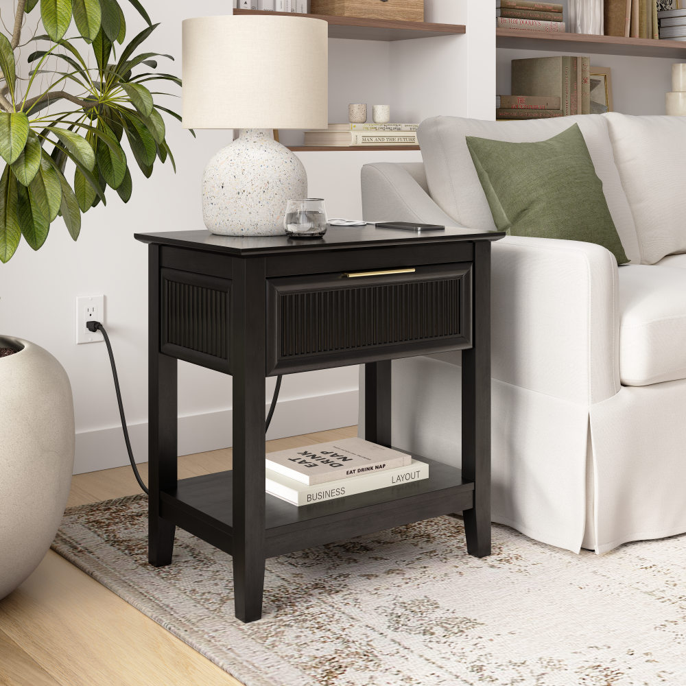 無垢コンソール✨高級木C楓✨珈琲テーブル、aroma stand(色艶杢目綺麗) Bush Home Camille Fluted End Table with Drawer