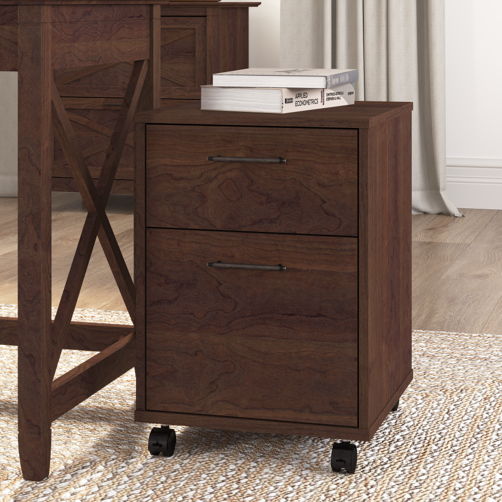 Shop Bush Furniture Key West 2 Drawer Mobile File Cabinet, Image 02, KWF116BC-03, #color_bing cherry