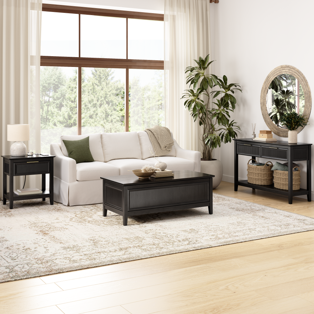 Shop Bush Home Camille 47W Fluted Lift Top Coffee Table with Storage, Image 03, CMT147OB-03, #color_onyx birch