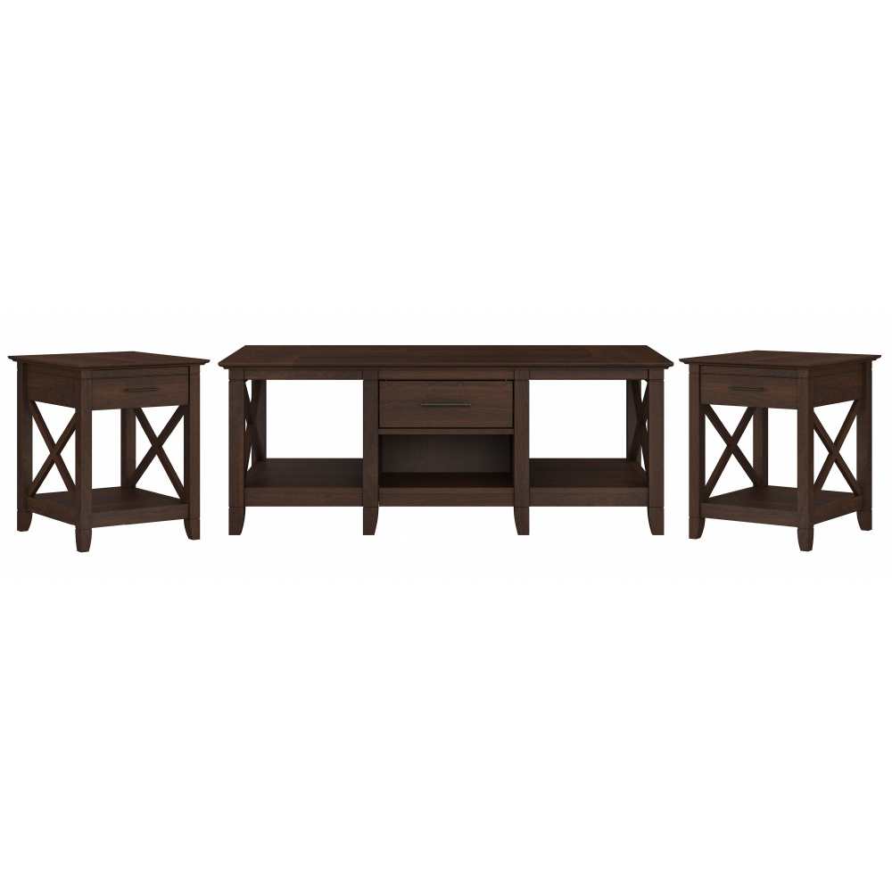 Shop Bush Furniture Key West Coffee Table with Set of 2 End Tables, Image 01, KWS023BC, #color_bing cherry