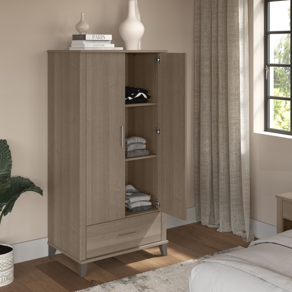 Shop Bush Furniture Somerset Large Armoire Cabinet, Image 04, STS166AGK, #color_ash gray