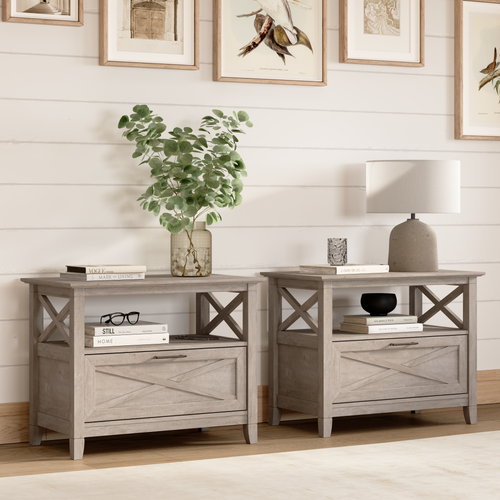 Shop Bush Home Key West 32W Nightstand with Drawer - Set of 2, Image 02, KWS106WG, #color_washed gray