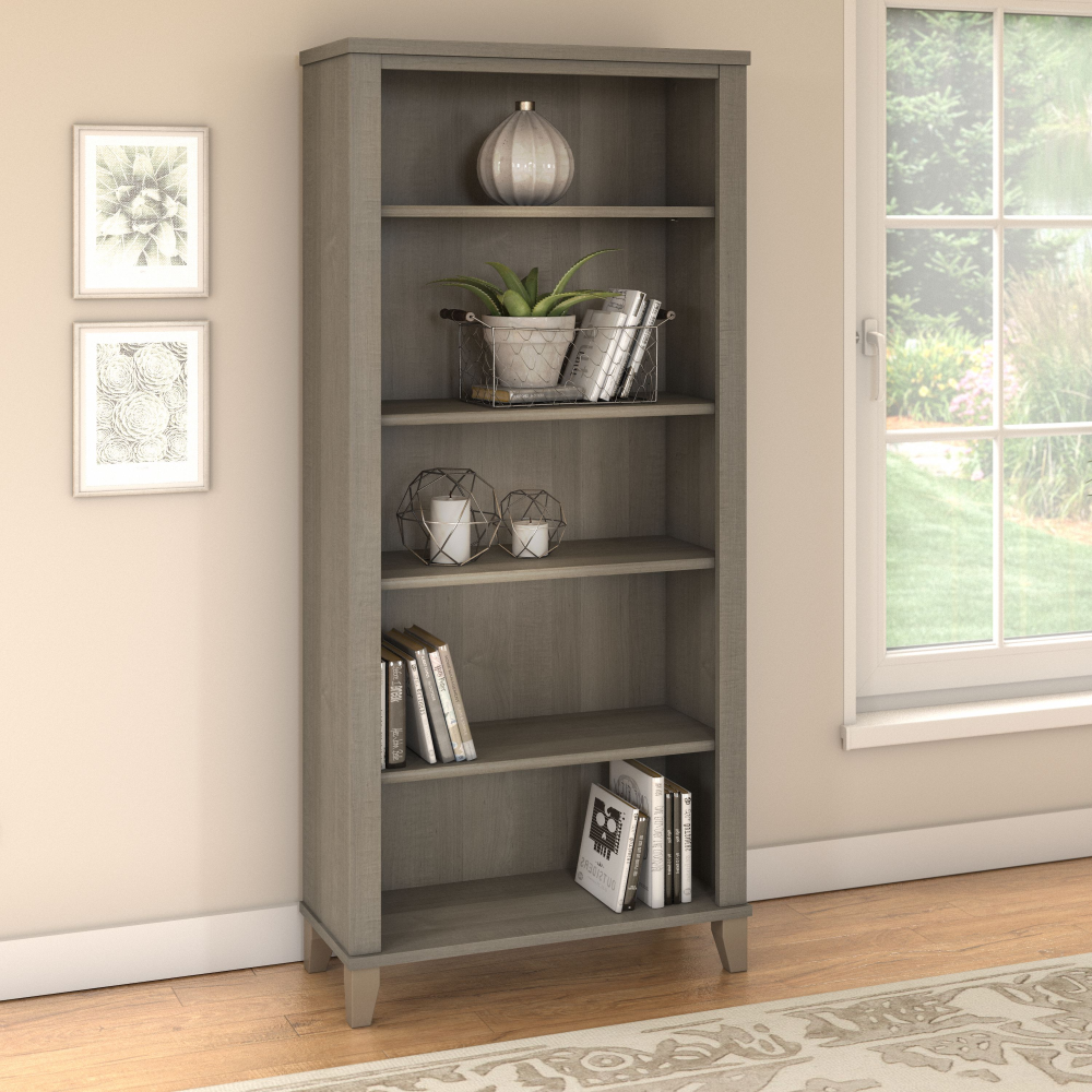 Shop Bush Furniture Somerset Tall 5 Shelf Bookcase, Image 02, WC81665, #color_ash gray