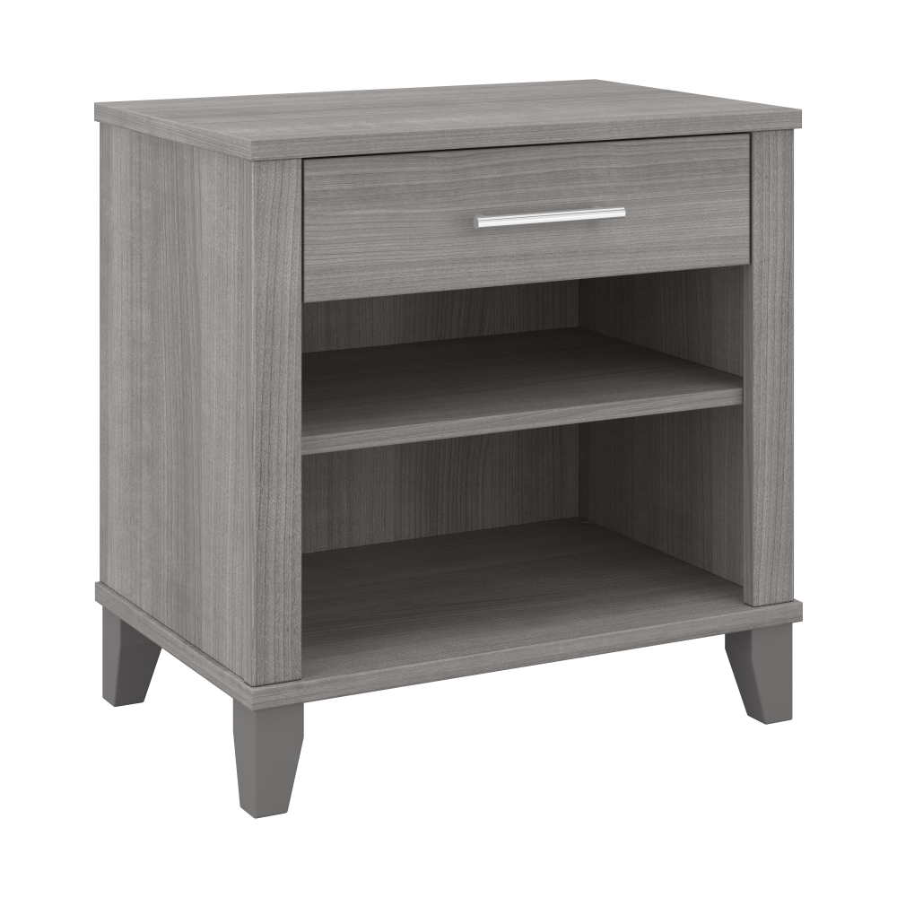 Shop Bush Furniture Somerset Nightstand with Drawer and Shelves, Image 01, STS119PG, #color_platinum gray