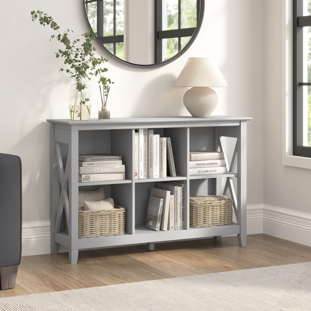 Shop Bush Furniture Key West 6 Cube Bookcase, Image 02, KWB146CG-03, #color_cape cod gray
