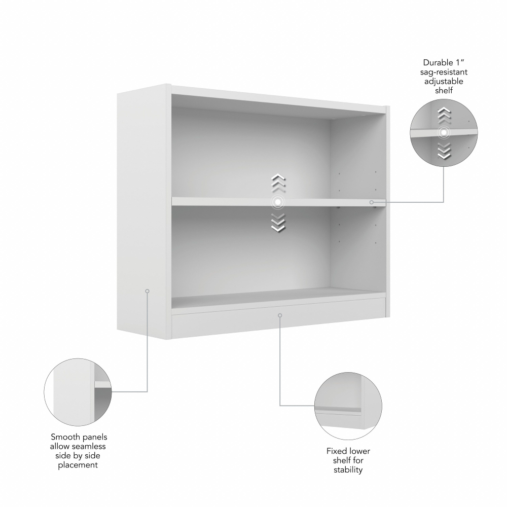 Shop Bush Furniture Universal Small 2 Shelf Bookcase, Image 05, WL12413, #color_white