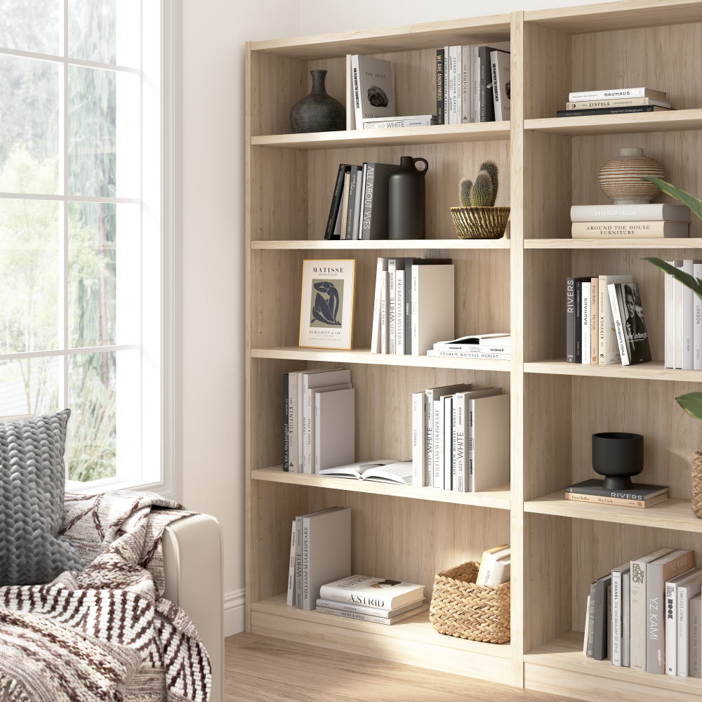 Shop Bush Furniture Universal Tall 5 Shelf Bookcase, Image 02, WL12479, #color_natural elm