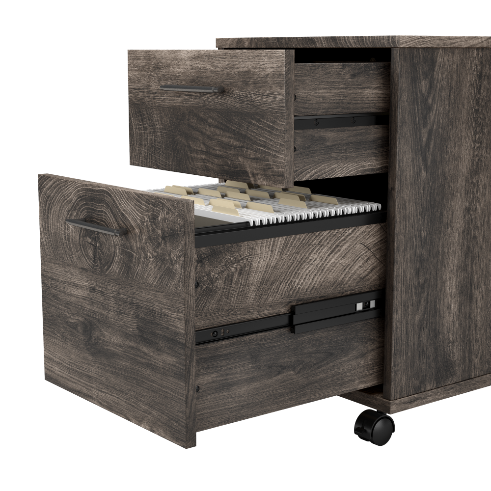 Shop Bush Furniture Key West 54W Computer Desk with 2 Drawer Lateral File Cabinet and 5 Shelf Bookcase, Image 04, KWS009GH, #color_dark gray hickory
