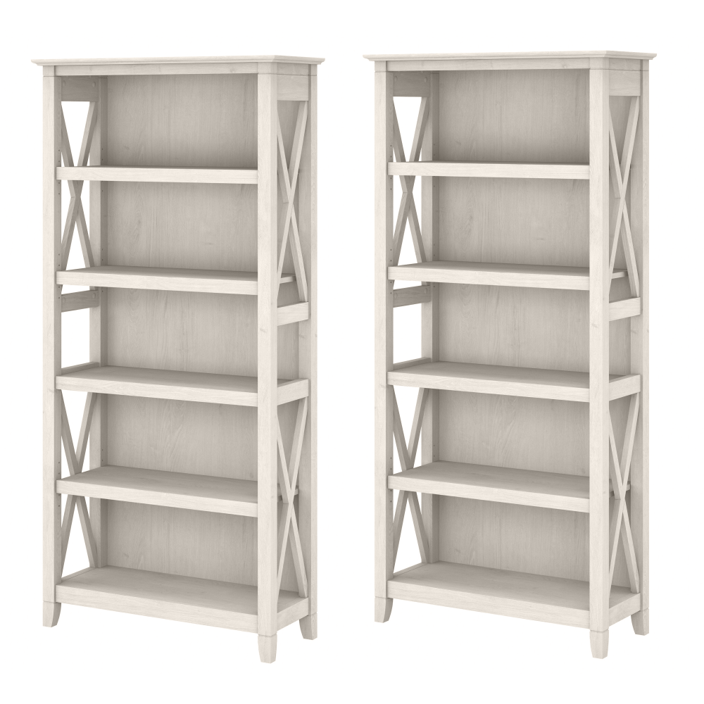 Shop Bush Furniture Key West 5 Shelf Bookcase Set, Image 01, KWS046LW, #color_linen white oak