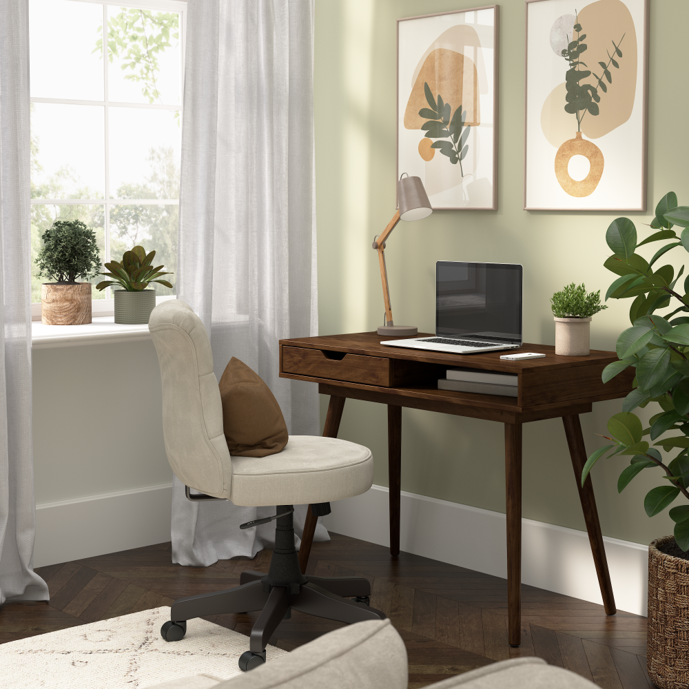 Shop Bush Furniture Nora 40W Writing Desk, Image 02, NRD140DW-03, #color_dark walnut