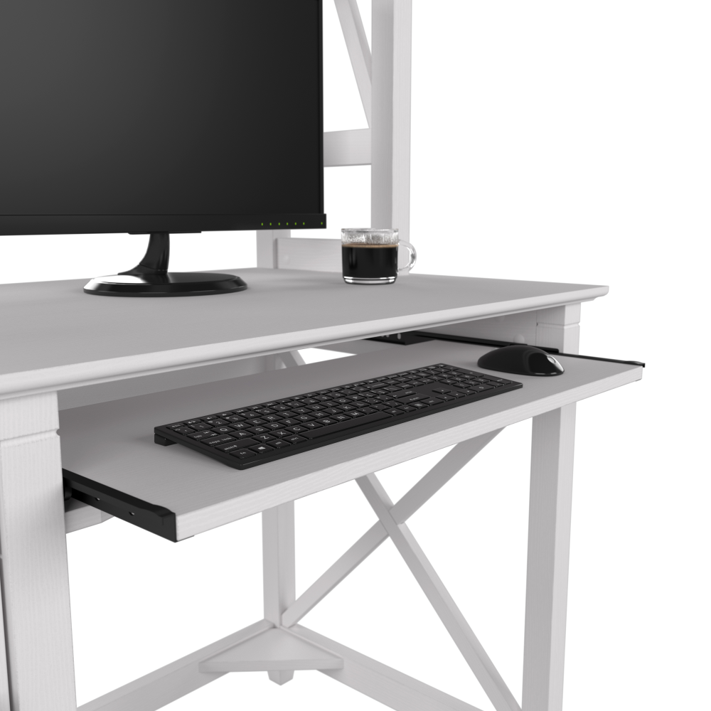Shop Bush Furniture Key West 48W Small Computer Desk with Hutch, Image 05, KWD248WT-03, #color_pure white oak