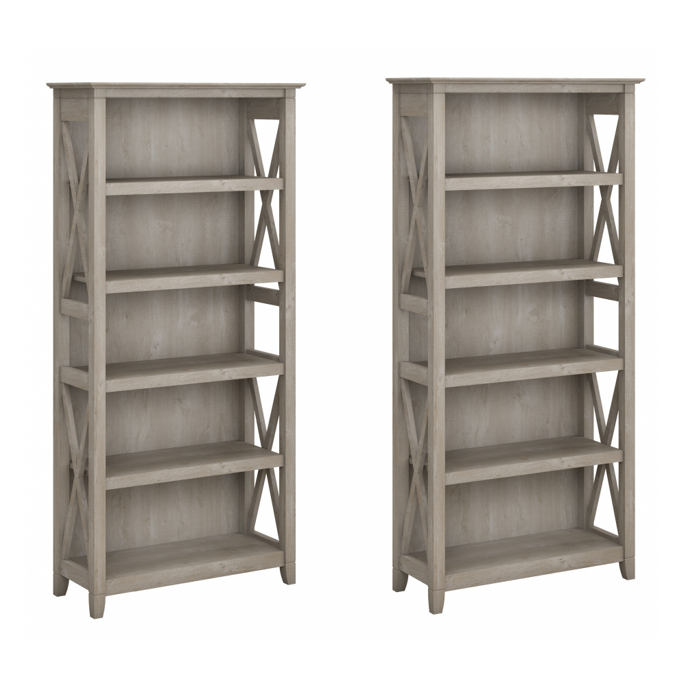 Shop Bush Furniture Key West 5 Shelf Bookcase Set, Image 01, KWS046WG, #color_washed gray