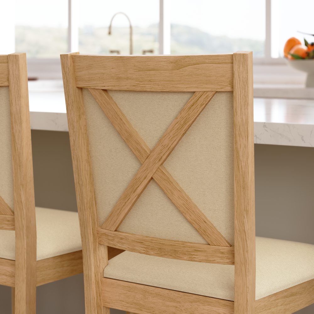 Shop Bush Home Key West Upholstered Cross Back Dining Counter Stool - Set of 2, Image 04, KWS117BO, #color_blonde oak/bright beige
