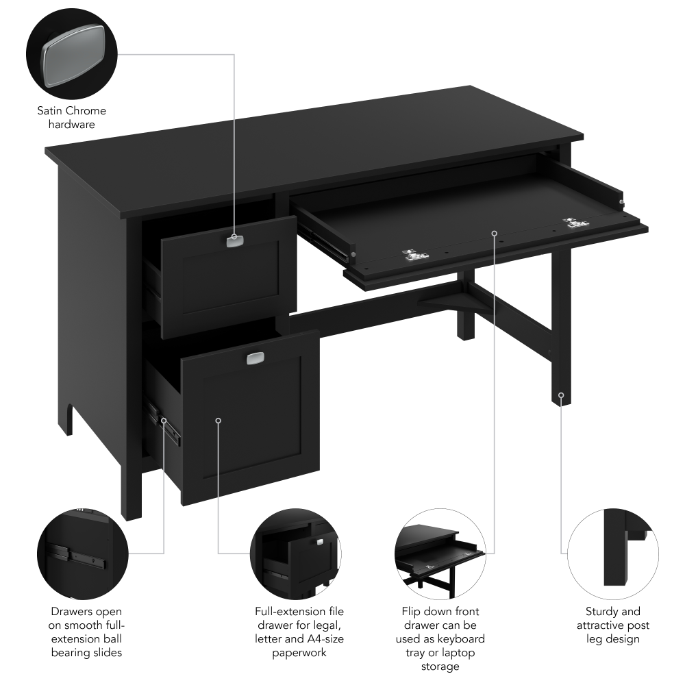 Shop Bush Furniture Broadview 54W Computer Desk with Drawers, Image 09, BDD254CBL-03, #color_classic black