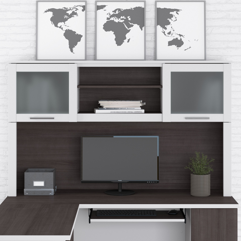 Shop Bush Furniture Somerset 60W Desk Hutch, Image 02, WC81031, #color_storm gray/white