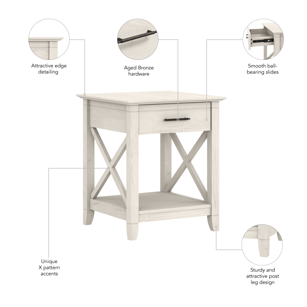 Shop Bush Furniture Key West End Table with Storage, Image 07, KWT120LW-03, #color_linen white oak