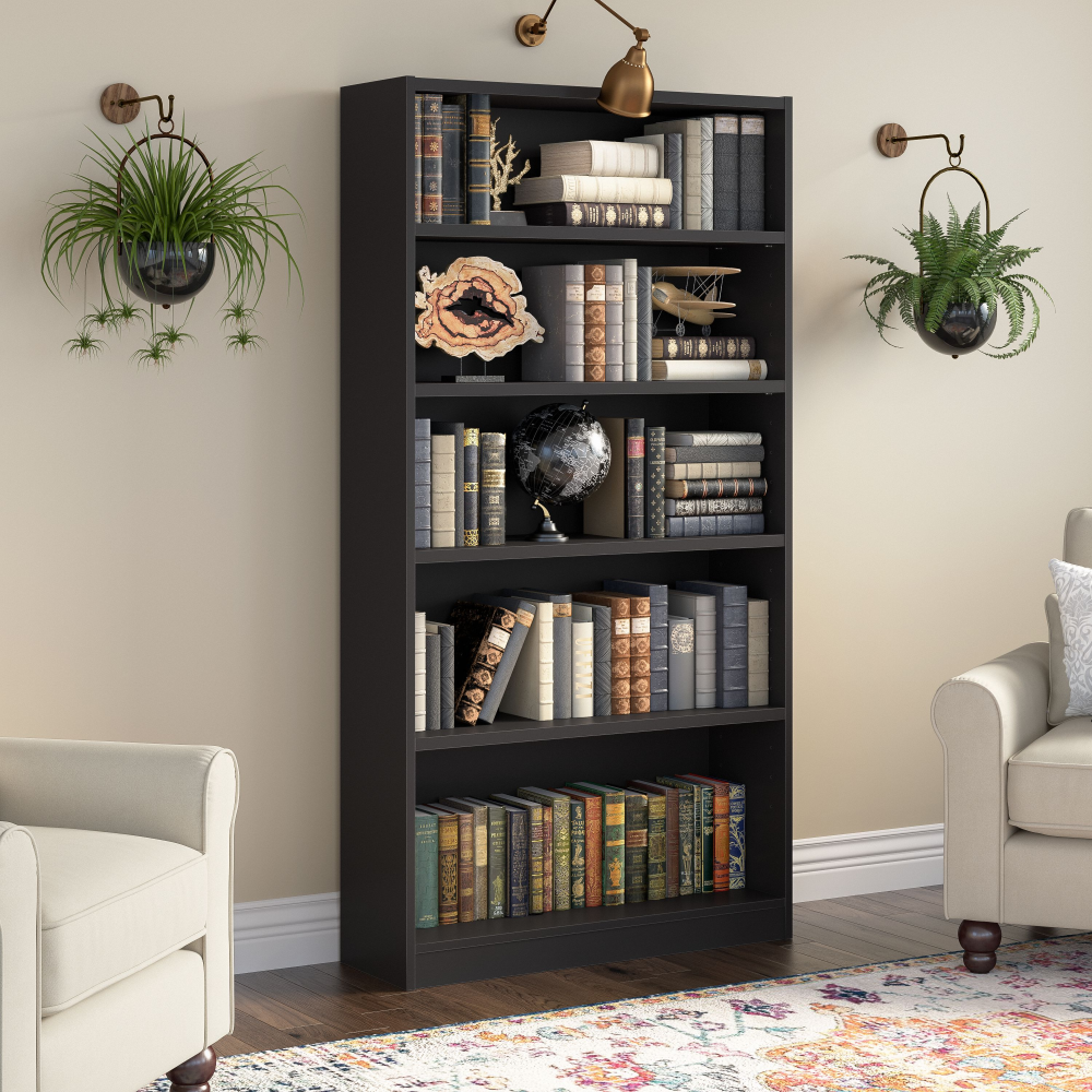 Shop Bush Furniture Universal Tall 5 Shelf Bookcase, Image 02, WL12436, #color_black