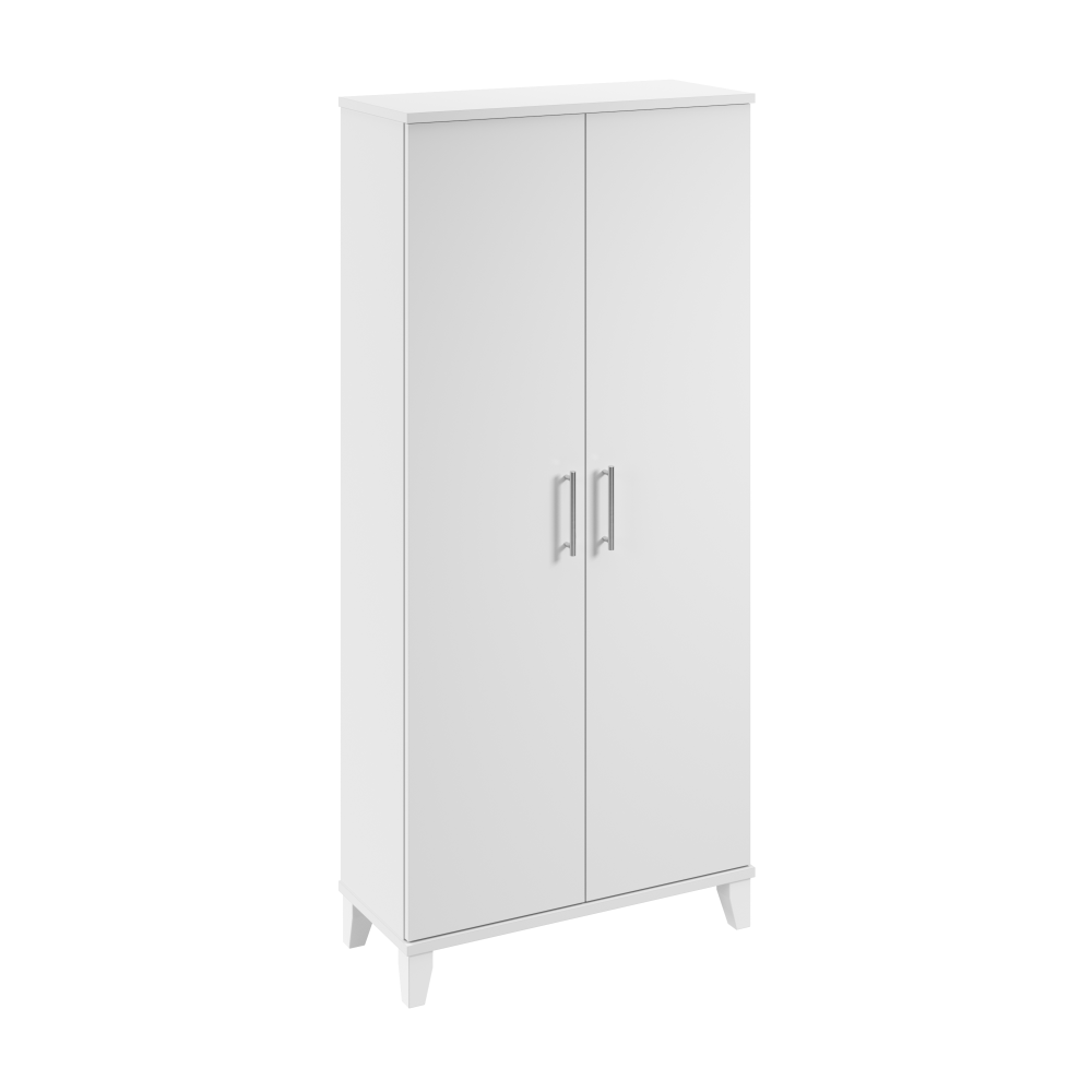 Shop Bush Furniture Somerset Tall Storage Cabinet with Doors and Shelves, Image 01, STS165WH, #color_white