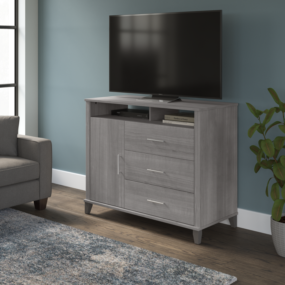 Shop Bush Furniture Somerset Tall TV Stand with Storage, Image 02, STV148PGK-Z, #color_platinum gray