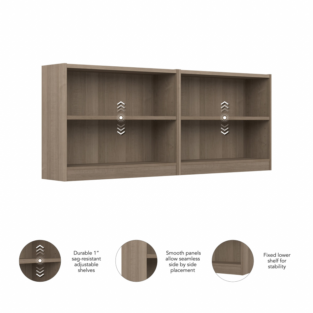 Shop Bush Furniture Universal Small 2 Shelf Bookcase - Set of 2, Image 05, UB001AG, #color_ash gray