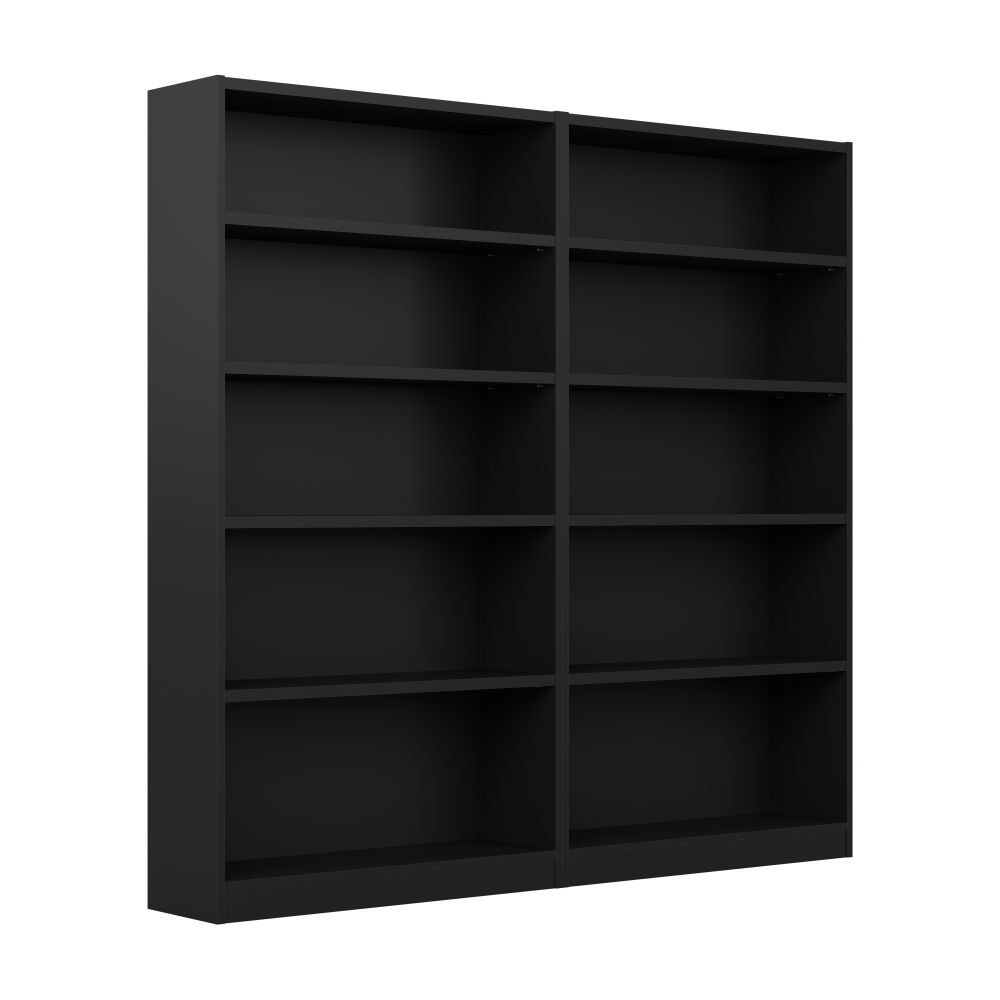 Shop Bush Furniture Universal Tall 5 Shelf Bookcase - Set of 2, Image 01, UB003BL, #color_black