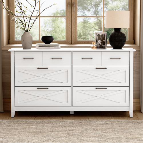 Shop Bush Home Key West 6 Drawer Dresser, Image 02, KWS158WT-03, #color_pure white oak
