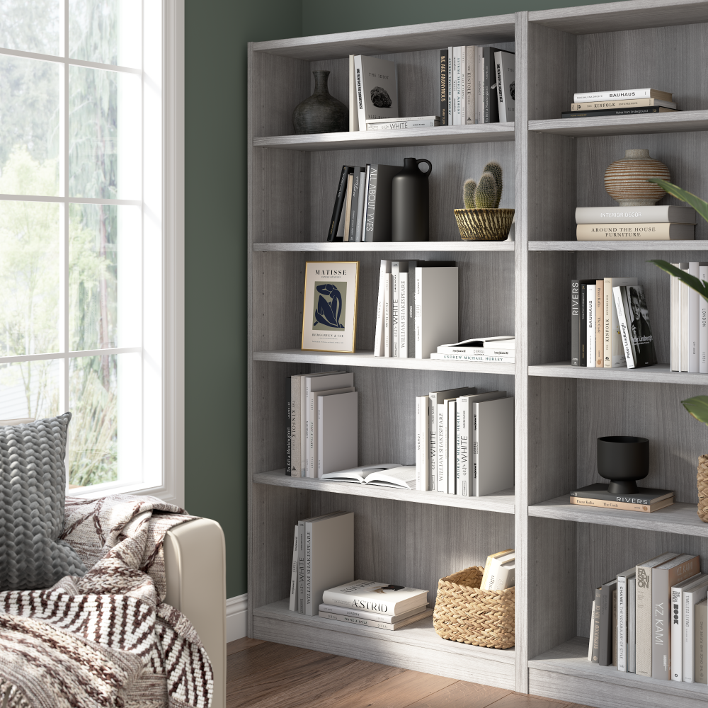 Shop Bush Furniture Universal Tall 5 Shelf Bookcase, Image 02, WL12457, #color_platinum gray
