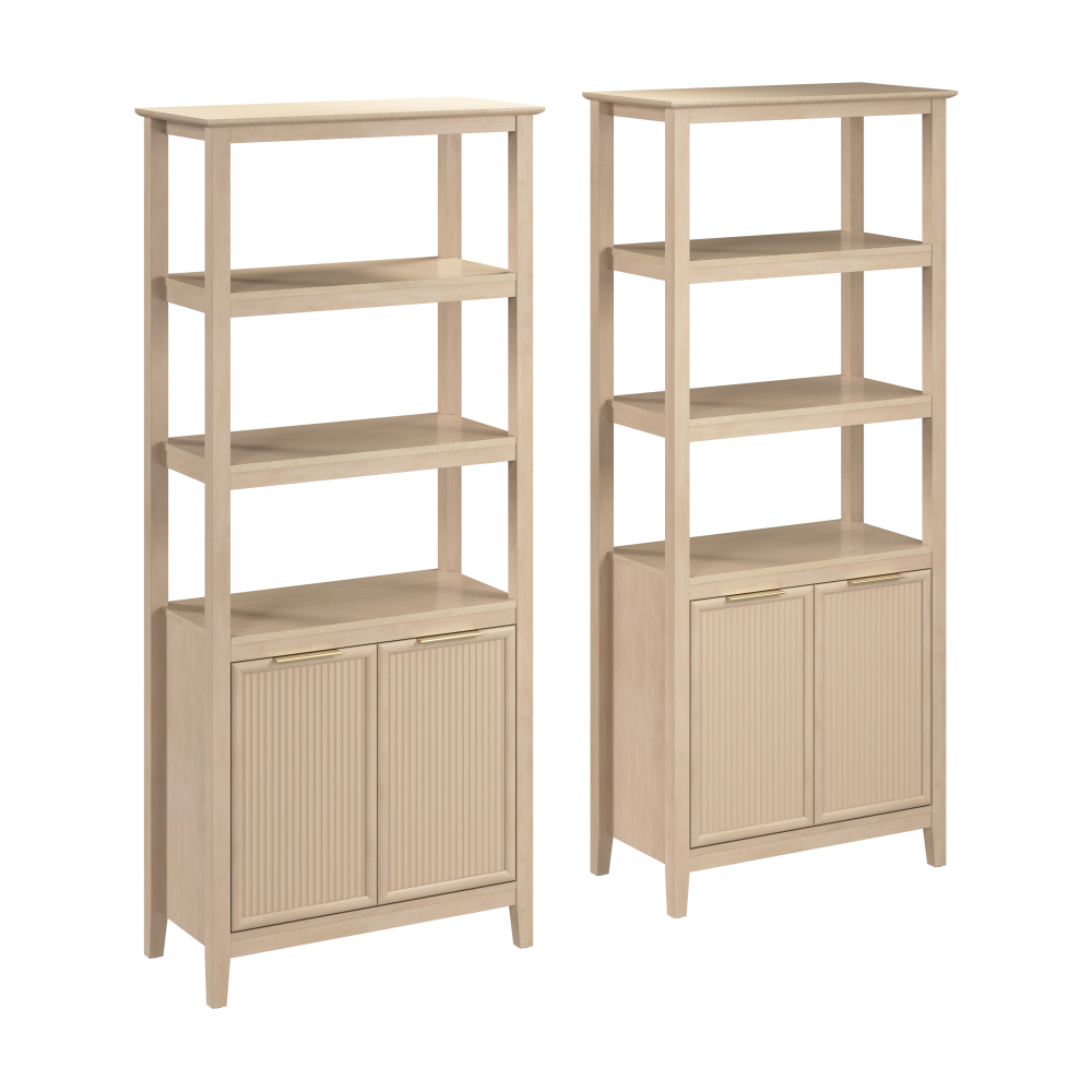 Shop Bush Home Camille Fluted 5 Shelf Bookcase with Doors - Set of 2, Image 01, CML003NB, #color_natural birch