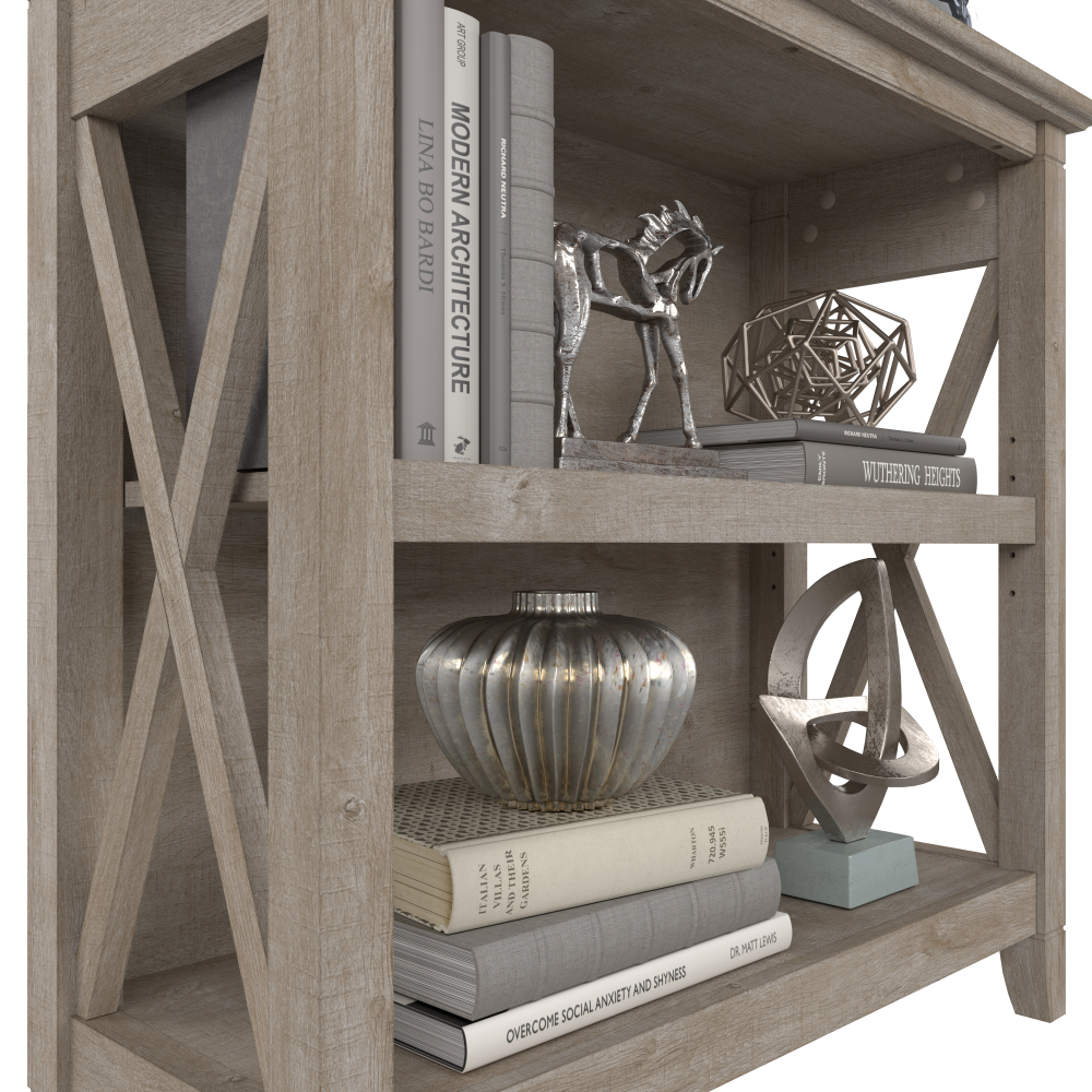 Shop Bush Furniture Key West Small 2 Shelf Bookcase, Image 04, KWB124WG-03, #color_washed gray