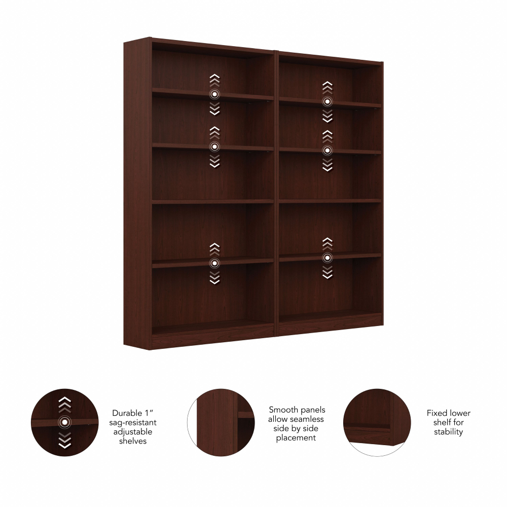 Shop Bush Furniture Universal Tall 5 Shelf Bookcase - Set of 2, Image 05, UB003VC, #color_vogue cherry