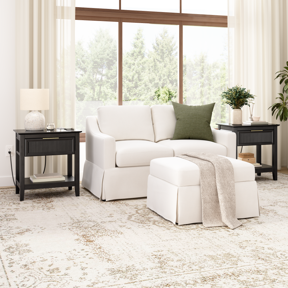Shop Bush Home Camille Fluted End Table with Drawer - Set of 2, Image 02, CML002OB, #color_onyx birch