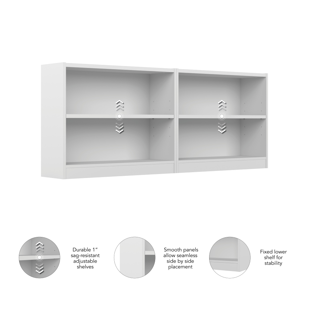 Shop Bush Furniture Universal Small 2 Shelf Bookcase - Set of 2, Image 05, UB001PW, #color_pure white