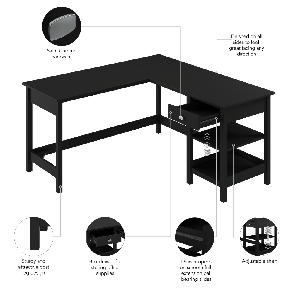 Shop Bush Furniture Broadview 60W L Shaped Computer Desk with Storage, Image 08, BDD260CBL-03, #color_classic black