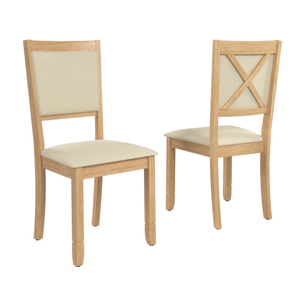 Shop Bush Home Key West Upholstered Cross Back Dining Chair - Set of 2, Image 01, KWCH01BO-03, #color_blonde oak/bright beige