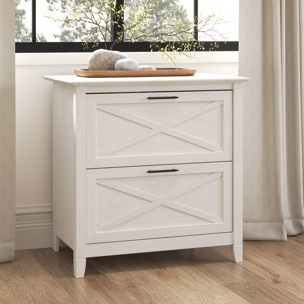 Shop Bush Furniture Key West 2 Drawer Lateral File Cabinet, Image 02, KWF130LW-03, #color_linen white oak