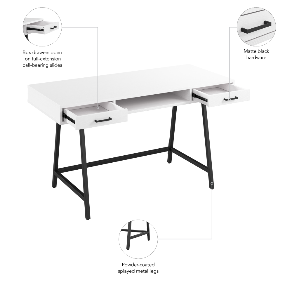 Shop Bush Furniture Steele 54W Writing Desk, Image 06, SED154WT-03, #color_pure white oak