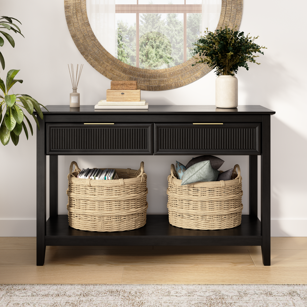 Shop Bush Home Camille Fluted Console Table with Drawers, Image 03, CMT247OB-03, #color_onyx birch