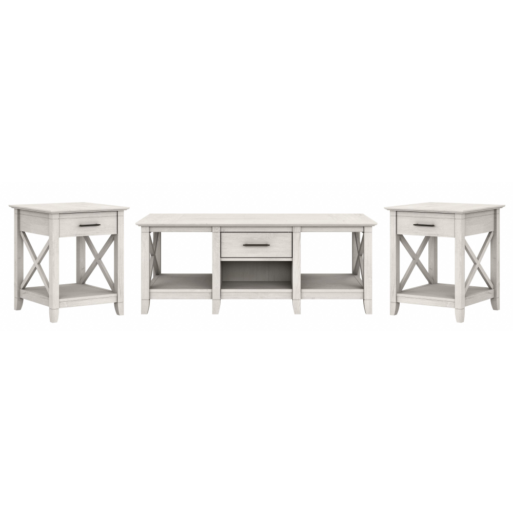 Shop Bush Furniture Key West Coffee Table with Set of 2 End Tables, Image 01, KWS023LW, #color_linen white oak