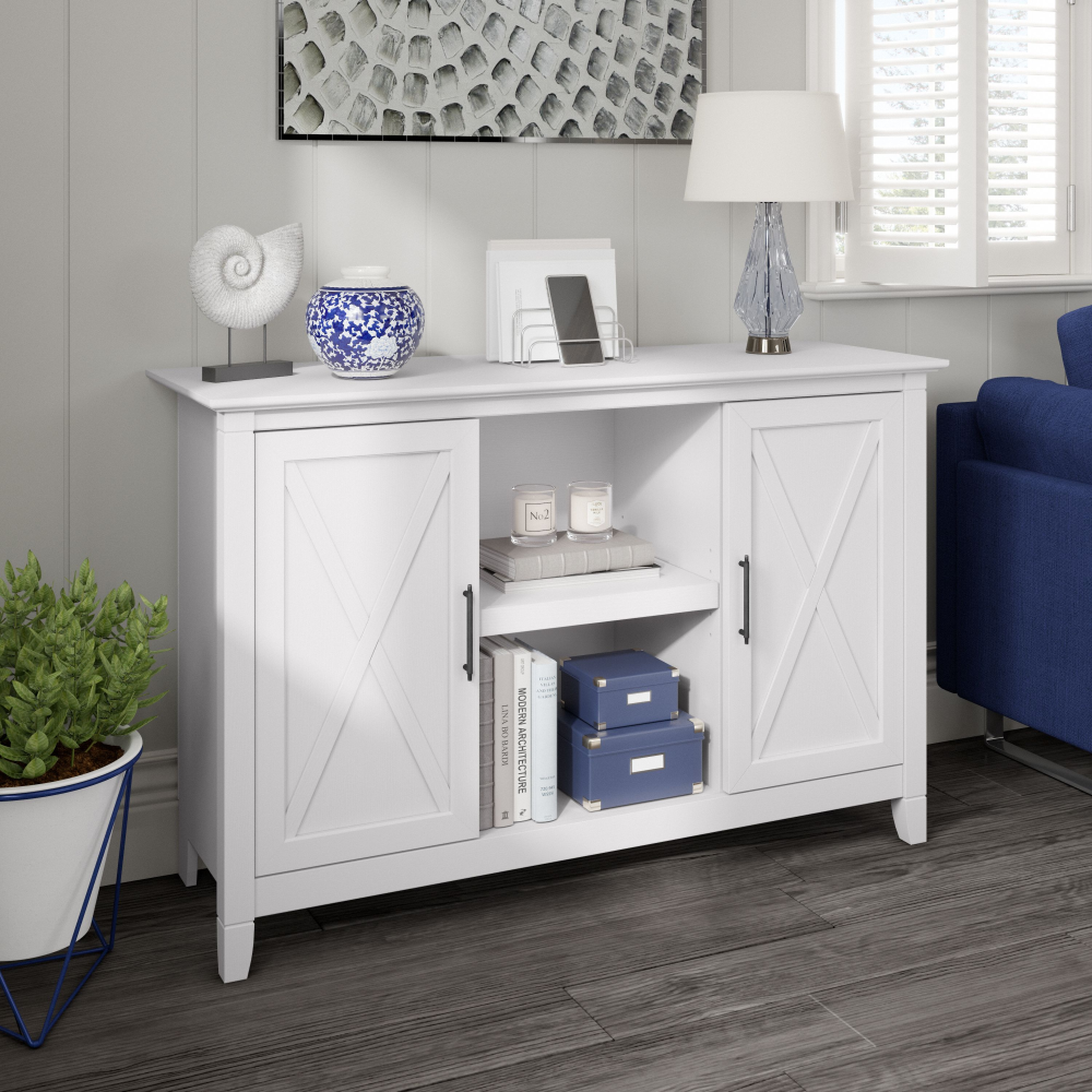 Shop Bush Furniture Key West Accent Cabinet with Doors, Image 02, KWS146WT-03, #color_pure white oak