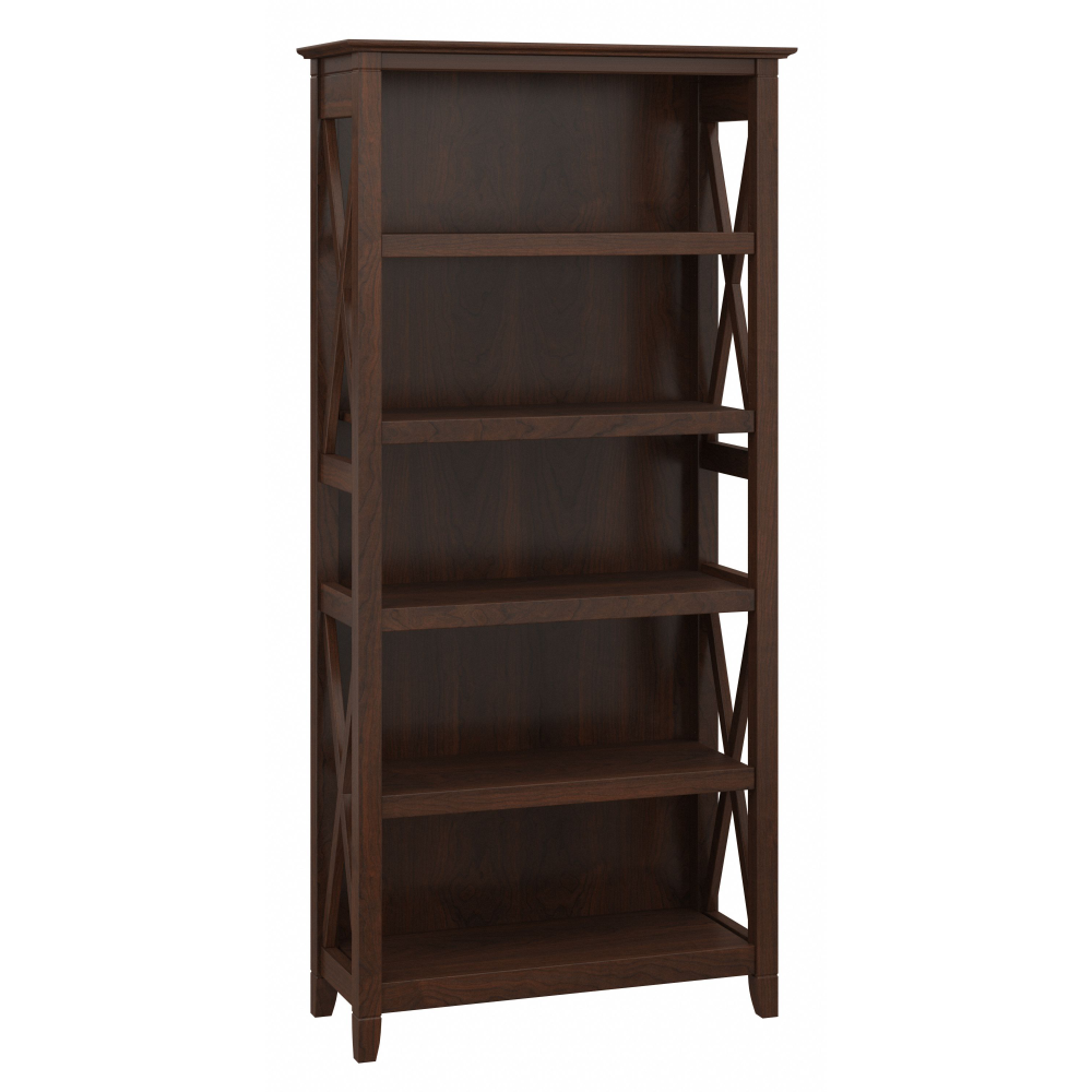 Shop Bush Furniture Key West Tall 5 Shelf Bookcase, Image 01, KWB132BC-03, #color_bing cherry