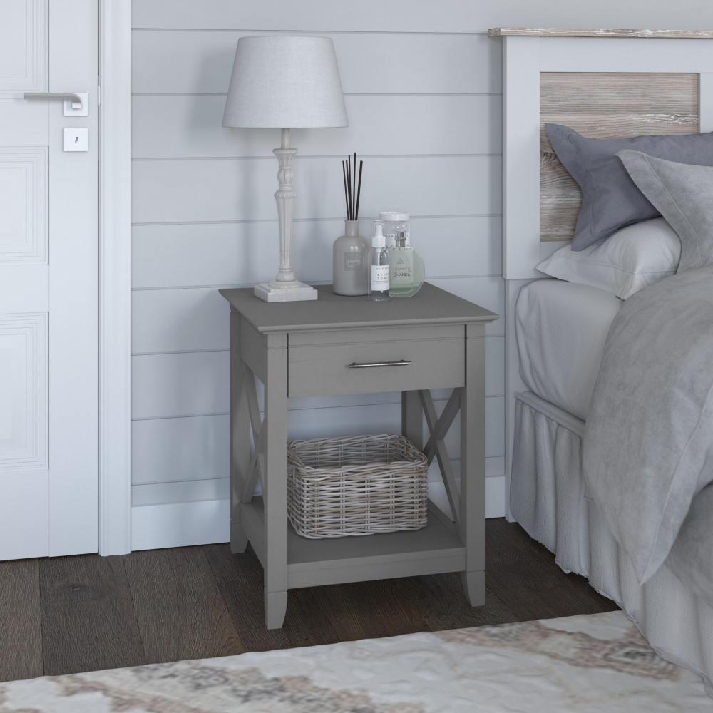 Shop Bush Furniture Key West Nightstand with Drawer, Image 02, KWT120CG-Z, #color_cape cod gray