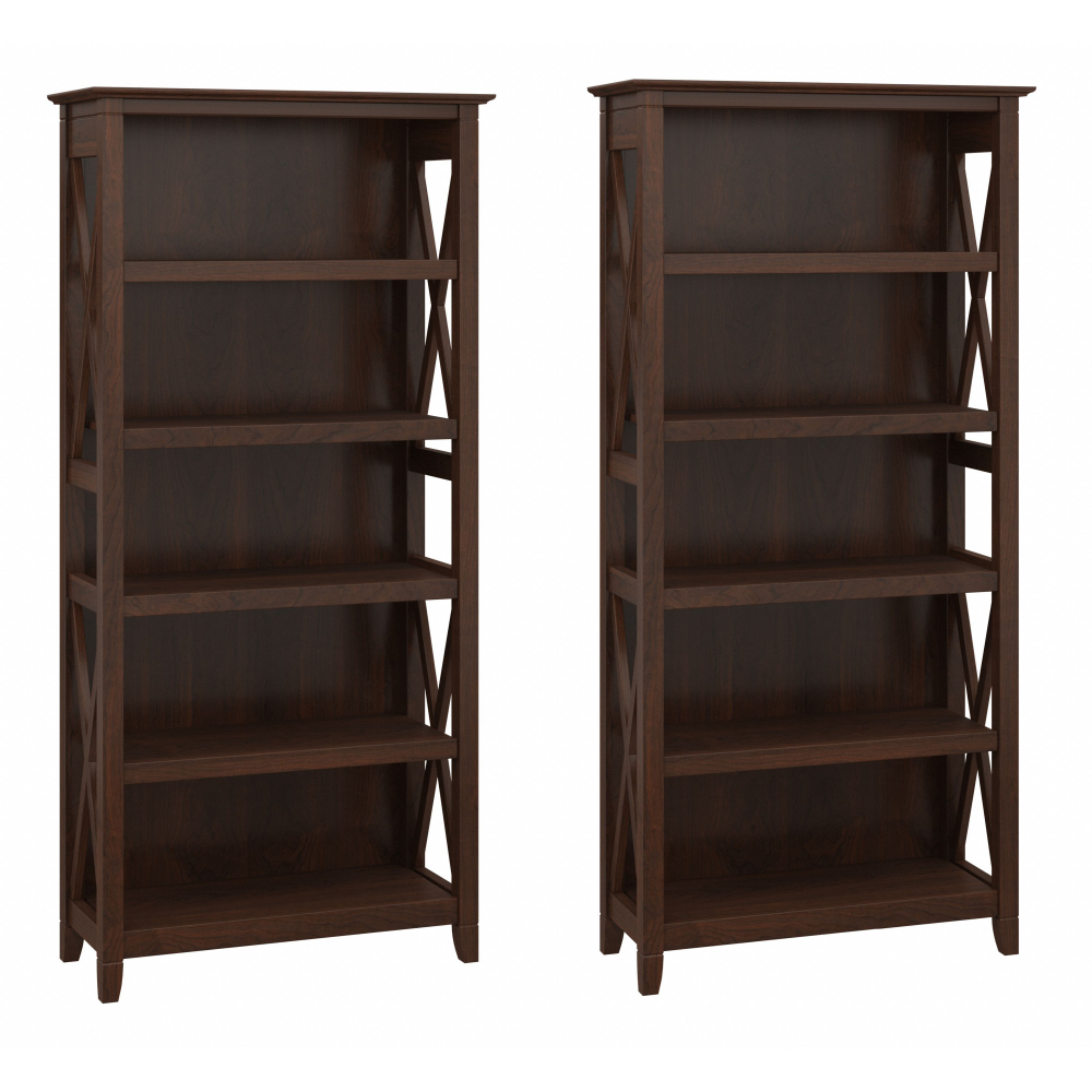 Shop Bush Furniture Key West 5 Shelf Bookcase Set, Image 01, KWS046BC, #color_bing cherry