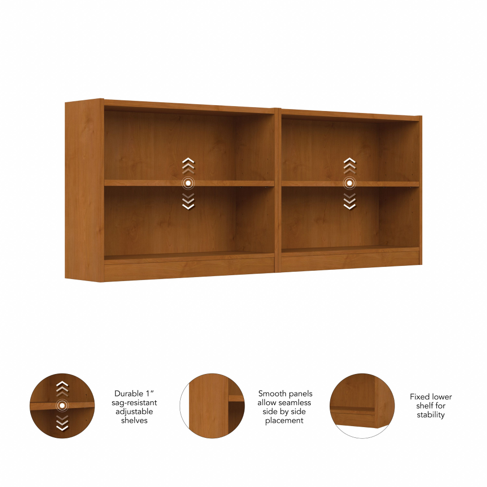 Shop Bush Furniture Universal Small 2 Shelf Bookcase - Set of 2, Image 05, UB001NC, #color_natural cherry