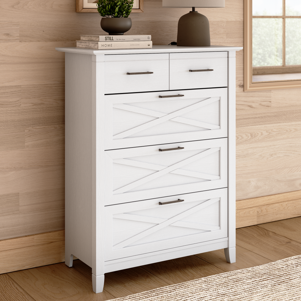 Bush Home Key West 4 Drawer Dresser in Washed Gray by Bush Home Bush Home Key West 4 Drawer Dresser in Washed Gray by Bush Home