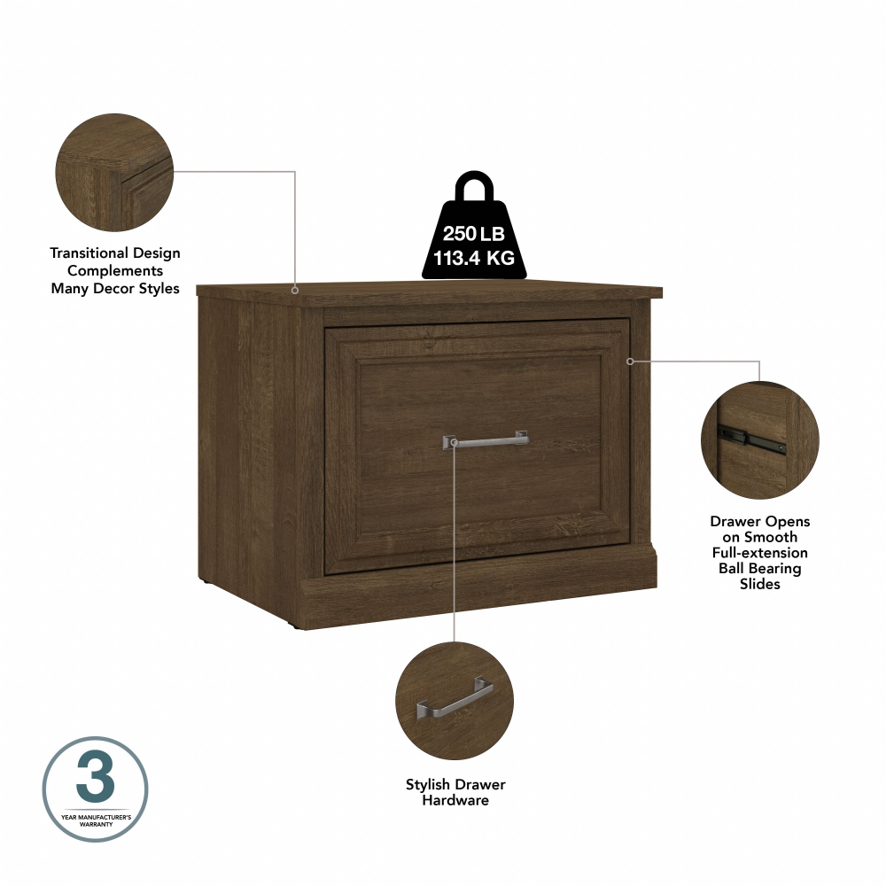 Shop Bush Furniture Woodland 24W Small Shoe Bench with Drawer, Image 08, WDS124ABR-03, #color_ash brown