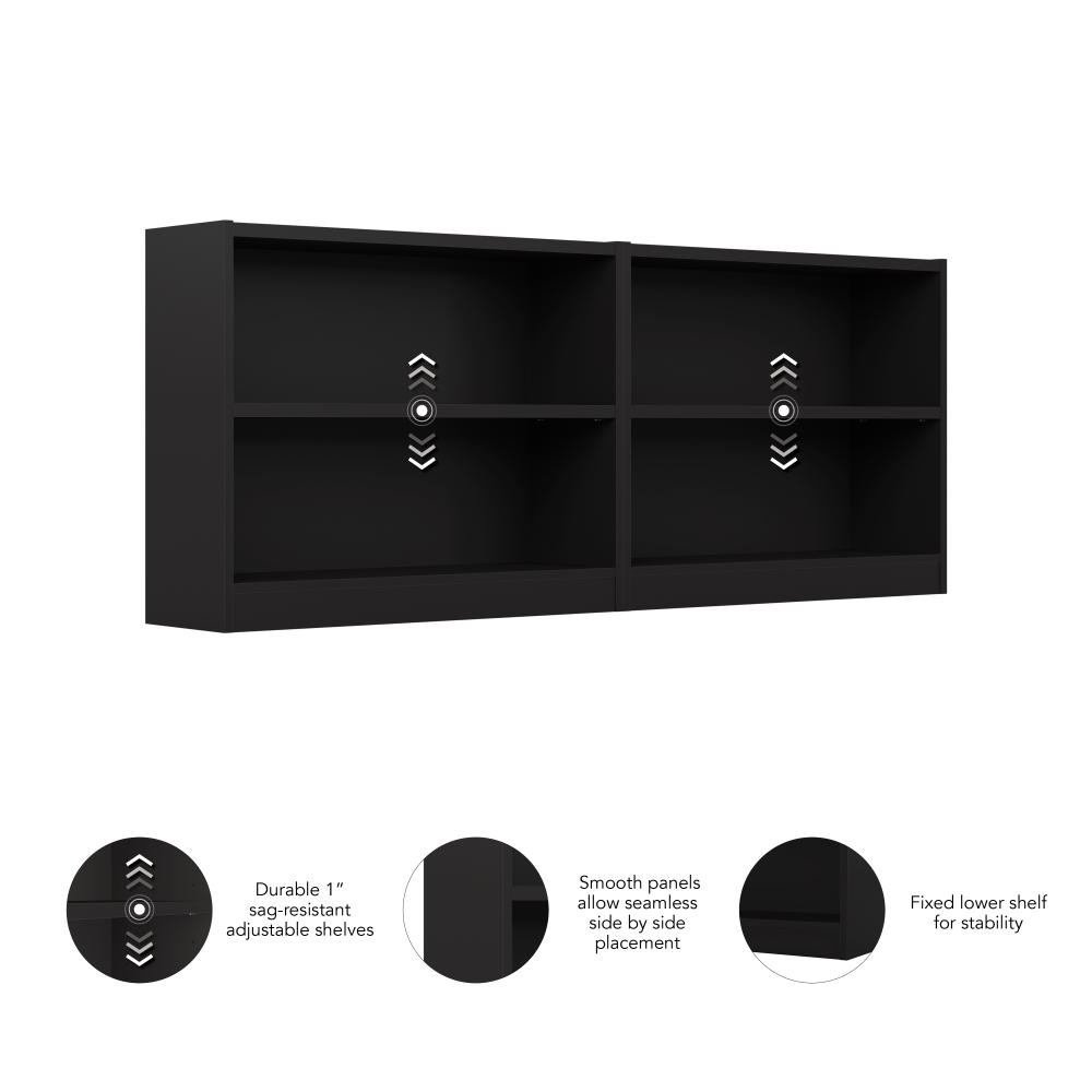 Shop Bush Furniture Universal Small 2 Shelf Bookcase - Set of 2, Image 05, UB001BL, #color_black